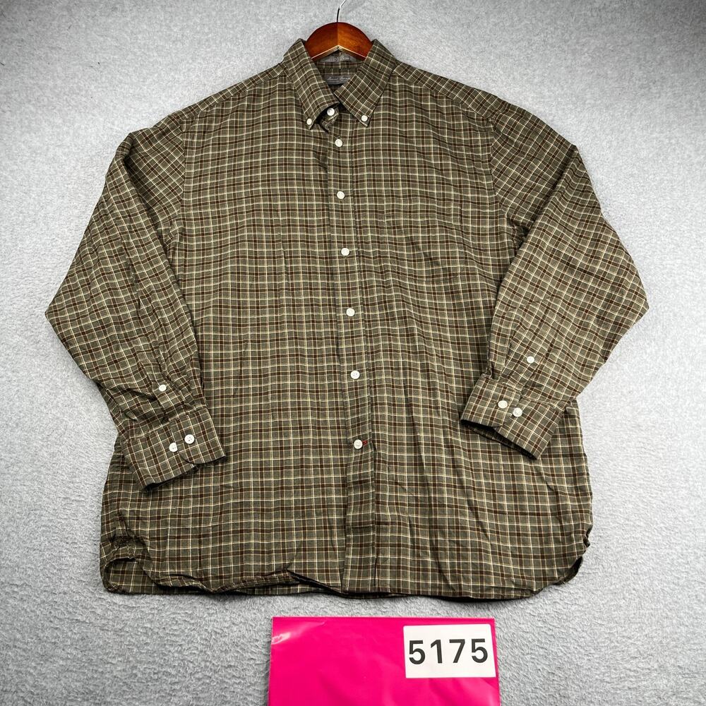 Daniel Cremieux Shirt Green Check Flannel Casual Button Up Long Sleeve Mens XL